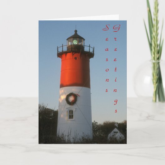 Nauset Lighthouse Season's Greetings Feestdagen Kaart (Voorkant)
