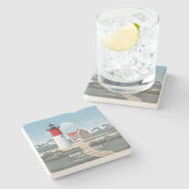 Nauset Lighthouse Stenen Onderzetter (Zijkant)