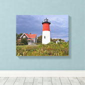 Nauset Vuurtoren, Cape Cod Mass Canvas Print (Insitu (Houten vloer))