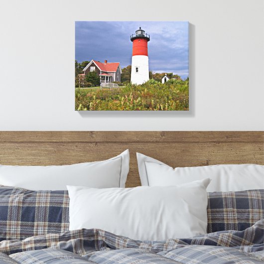 Nauset Vuurtoren, Cape Cod Mass Canvas Print (Insitu (Slaapkamer))