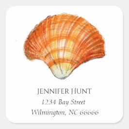 Nautcal adres waterverf Seashell Vierkante Sticker