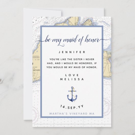 Naute Maid of Honor | Martha's Vineyard Kaart (Voorkant)