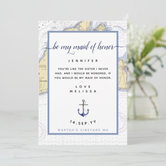 Naute Maid of Honor | Martha's Vineyard Kaart (Staand voorkant)