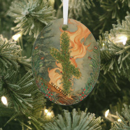 Nauthiz Rune en Yule Log Winter Zonnewende Naam Metalen Ornament