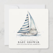 Nauti Bouy Baby Shower Sailboat Watercolor Bedankkaart (Voorkant)