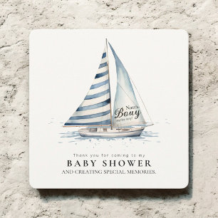 Nauti Bouy Baby Shower Zeilboot Aquarel Bedankkaart