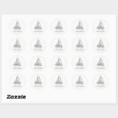 Nauti-Bouy Blue Stripe Sailboat Baby Shower Ronde Sticker (Vel)