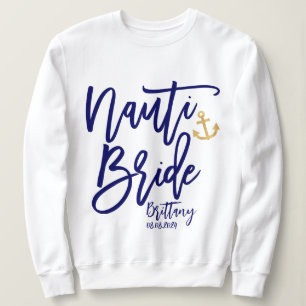 Nauti Bruid Grappige Blauwe Moderne Calligrafie Trui