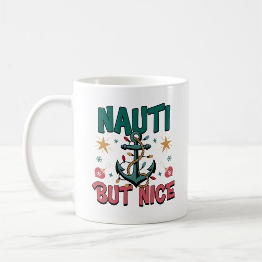 Nauti But Nice Funny Nautical Christmas Anchor  Koffiemok (Links)