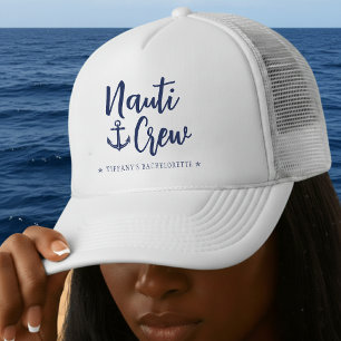 Nauti Crew Anker Naaiers Bruiloft Feestje Trucker Pet