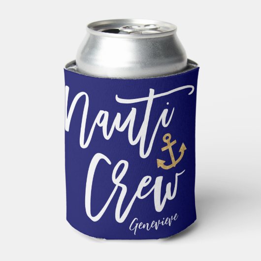 Nauti Crew Bruidsmeisje Nautisch vrijgezellenfeest Blikjeskoeler (Blikje Voorkant)