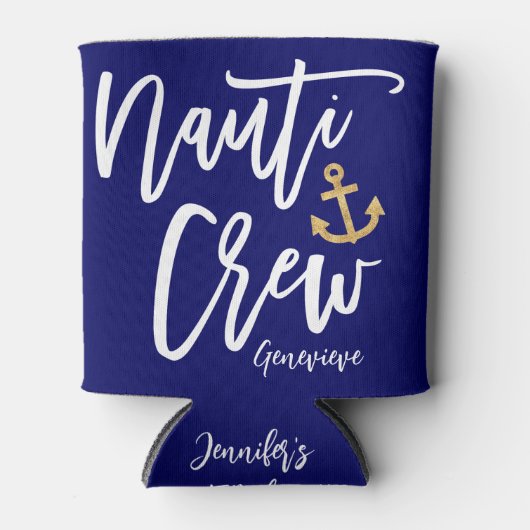 Nauti Crew Bruidsmeisje Nautisch vrijgezellenfeest Blikjeskoeler (Voorkant)