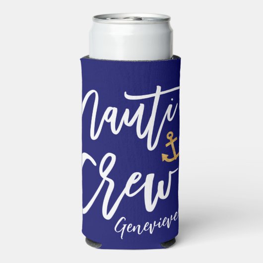 Nauti Crew | Grappige Naamse Bruidsmeisjes Seltzer Blikjeskoeler (Seltzer Achterkant)