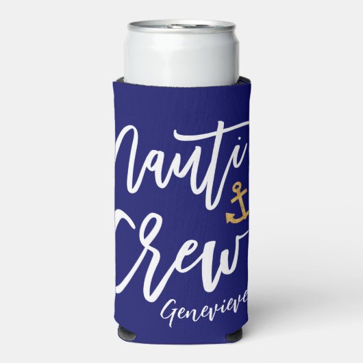 Nauti Crew | Grappige Naamse Bruidsmeisjes Seltzer Blikjeskoeler (Seltzer Voorkant)