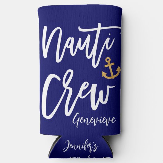 Nauti Crew | Grappige Zee Bruidsmeisje Seltzer Blikjeskoeler (Voorkant)