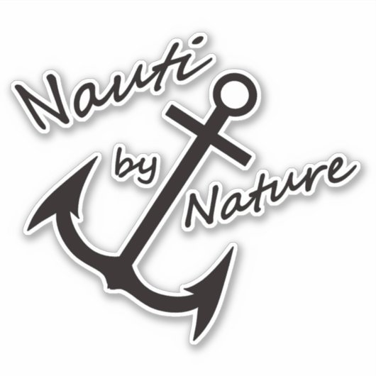 Nauti door Natuur Nautical Anchor Vinyl Sticker (Voorkant)