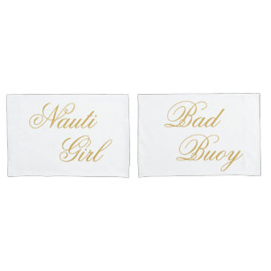 Nauti Girl Bad Buoy Zijn gouden script Kussensloop