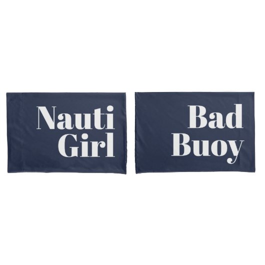 Nauti Girl Bad Buoy Zijn witte schrijfstijl Kussensloop (Voorkant-Set)
