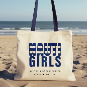 Nauti Girls Nautical Gestreepte Bruidsfeest Tote Bag