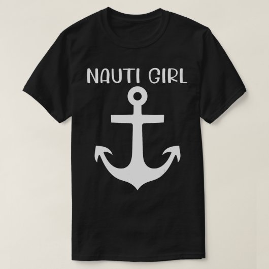 Nauti Meisje Ondeugend Anker Nautisch Zeilschip Ya T-shirt (Design voorkant)