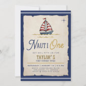 Nauti One Zeilboot 1e Verjaardagsfeestje Kaart (Voorkant)