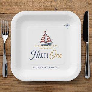 Nauti One Zeilboot 1e Verjaardagsfeestje Papieren Bordje