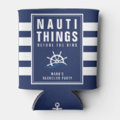Nauti Things Bruiloftsschip Roer Blauwe Strepen Blikjeskoeler (Voorkant)