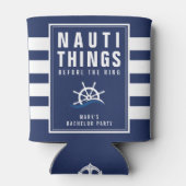 Nauti Things Bruiloftsschip Roer Blauwe Strepen Blikjeskoeler (Achterkant)