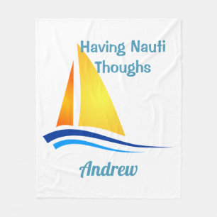 Nauti Thoughts Nautical Sailboat Fleece Deken