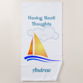 Nauti Thoughts Nautical Sailboat Strandlaken (Voorkant)