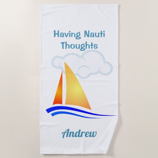 Nauti Thoughts Nautical Sailboat Strandlaken (Voorkant)