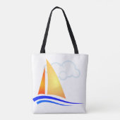 Nauti Thoughts Nautical Sailboat Tote Bag (Achterkant)