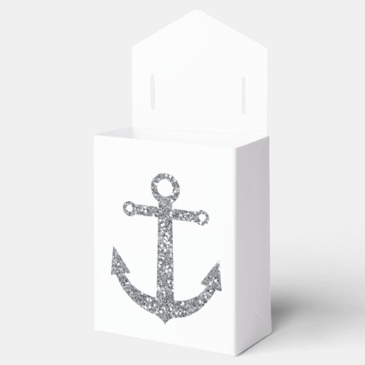 Nautial Anchor Silver Gliter Wedding Favor Boxes Bedankdoosjes (Geopend)
