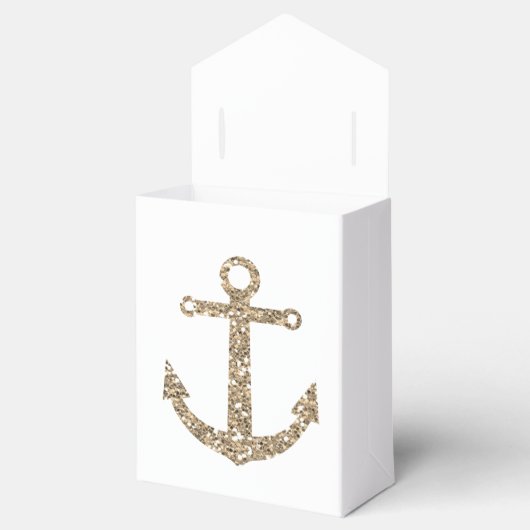 Nautial Anker Gouden Glitter Bruiloft Favor Dozen Bedankdoosjes (Geopend)