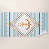 Nautica Anchor en Stripes Beach Towel Strandlaken (Voorkant)