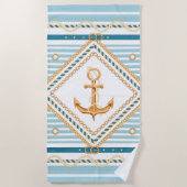 Nautica Anchor en Stripes Beach Towel Strandlaken (Voorkant)