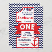 Nautical 1st Birthday Kaart (Voorkant / Achterkant)