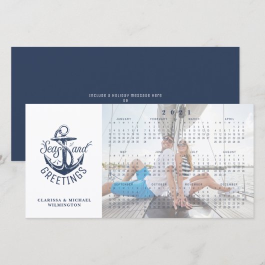 Nautical 2021 Calendar ZEEEN AND GREETINGS Feestdagenkaart (Voorkant / Achterkant)