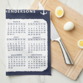 Nautical 2025 Kalender Familie Foto Navy Blue Theedoek (Quarter Fold)