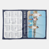Nautical 2025 Kalender Familie Foto Navy Blue Theedoek (Horizontaal)