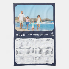 Nautical 2025 Kalender Familie Foto Navy Blue Theedoek
