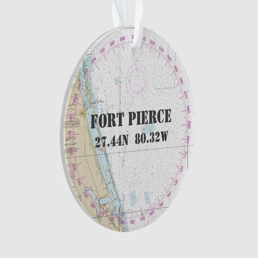 Nautical 2-Sided Fort Pierce Florida Commemorative Ornament (voorkant)