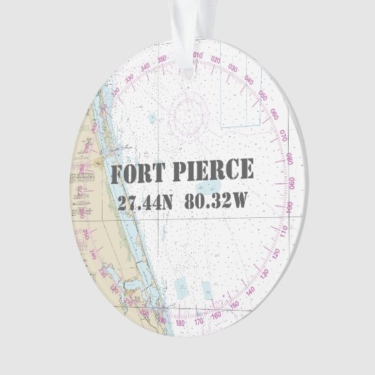 Nautical 2-Sided Fort Pierce Florida Commemorative Ornament (voorkant)