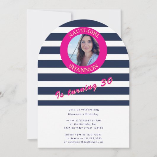 Nautical 30th Birthday Photo Arch Invitation Kaart (Voorkant)