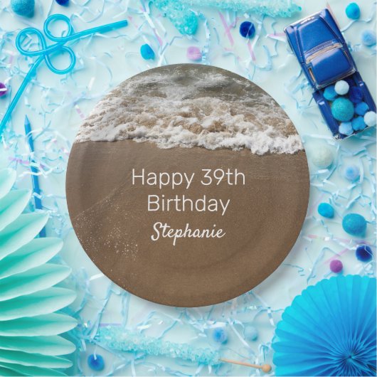 Nautical 39th Happy Birthday Custom Age Beach Papieren Bordje (Feest)