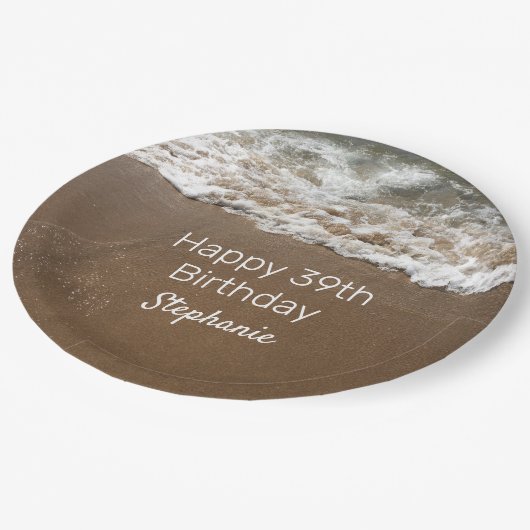 Nautical 39th Happy Birthday Custom Age Beach Papieren Bordje (Gekanteld)