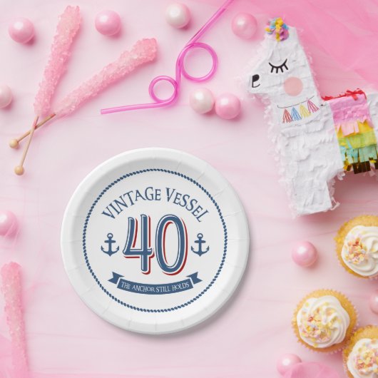Nautical 40th Birthday Papieren Bordje
