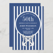 Nautical 50th Birthday Party Navy Blue Guy Kaart (Voorkant / Achterkant)