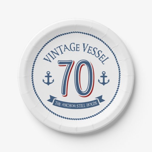 Nautical 70th Birthday Papieren Bordje (Voorkant)