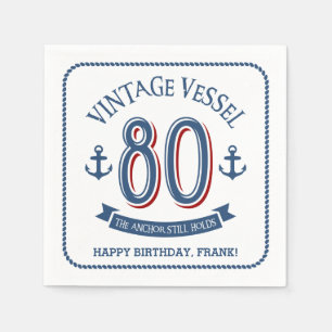 Nautical 80th Birthday Napkins Servet
